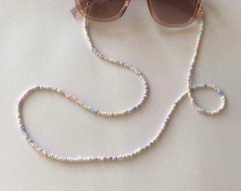 Pastel beaded glasses chain, Beaded sunglasses holder, Macaroon Spectacle chain, Summer Eyewear Accessory