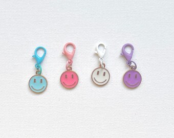 Colorful Smiley Face Charm – Gold Plated Enamel Clip On Clasp