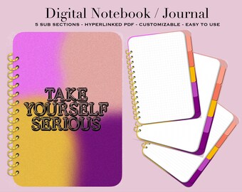 Hyperlinked Digital Notebook – 5-Subject Journal for GoodNotes/Notability (PDF)