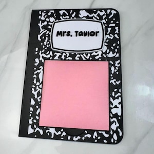 Personalized Composition Notebook Notepad Holder | Teacher Appreciation Gift | Sticky Note Holder | Made to Order