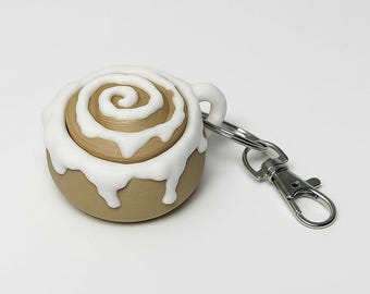 3D Gedruckter Cinnamon Roll Clicker Schlüsselanhänger: Essen Fidget Spielzeug