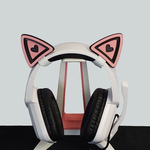 Cat Ears for Headphones and Headsets, With Heart Shape in the middle in multiple colors.