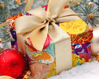 Japanese Floral Wrapping Paper - Vintage Christmas Gift Wrap
