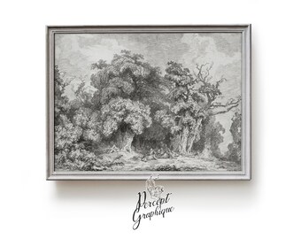 Antique Landscape Drawing | 18th Century Etching (Digital Download)