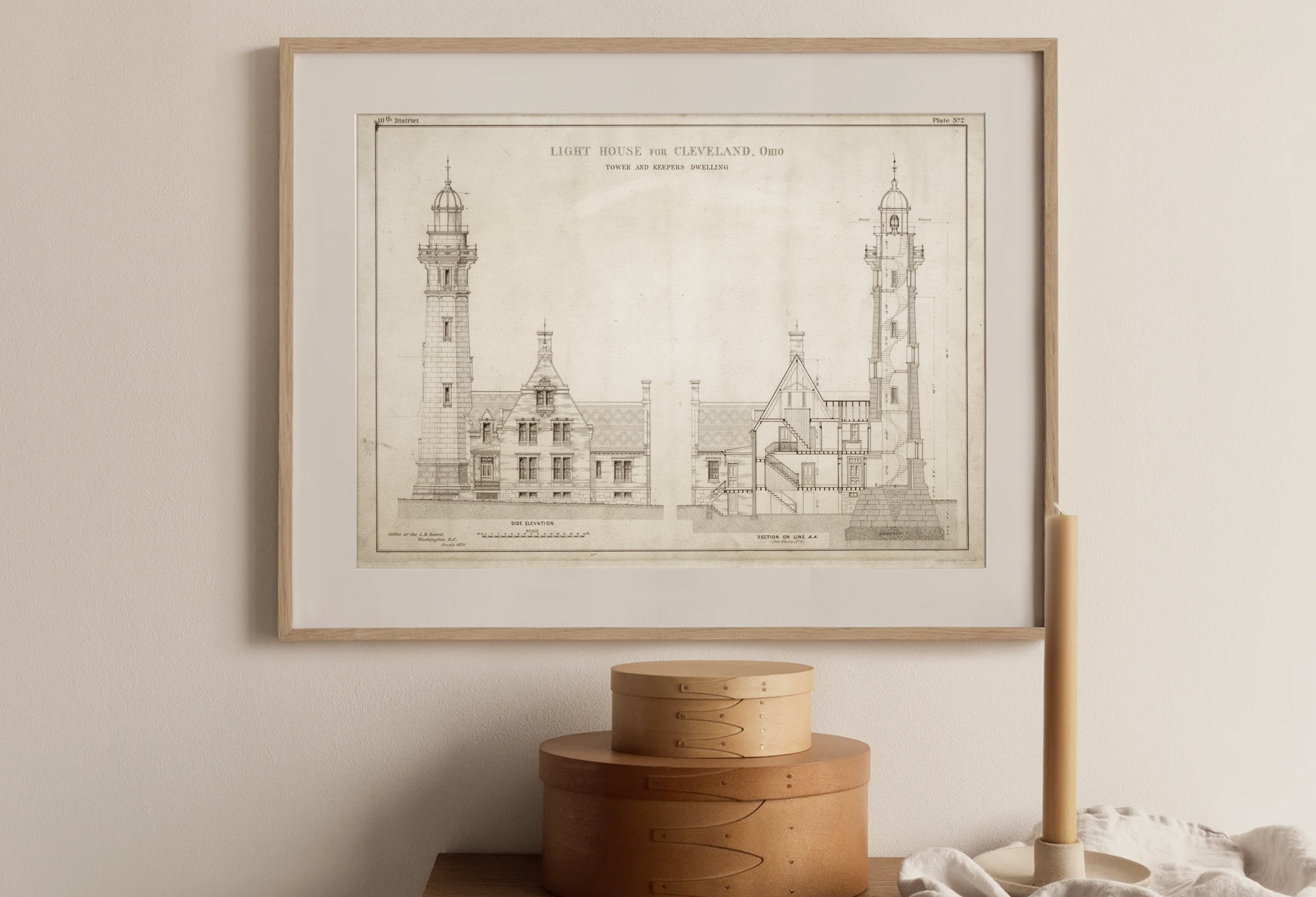 Lighthouse Architectural Blueprint | Detailed Historic Schematic ...