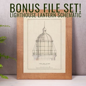 Lighthouse Architectural Blueprint Art Print Set | Vintage Illustration ...