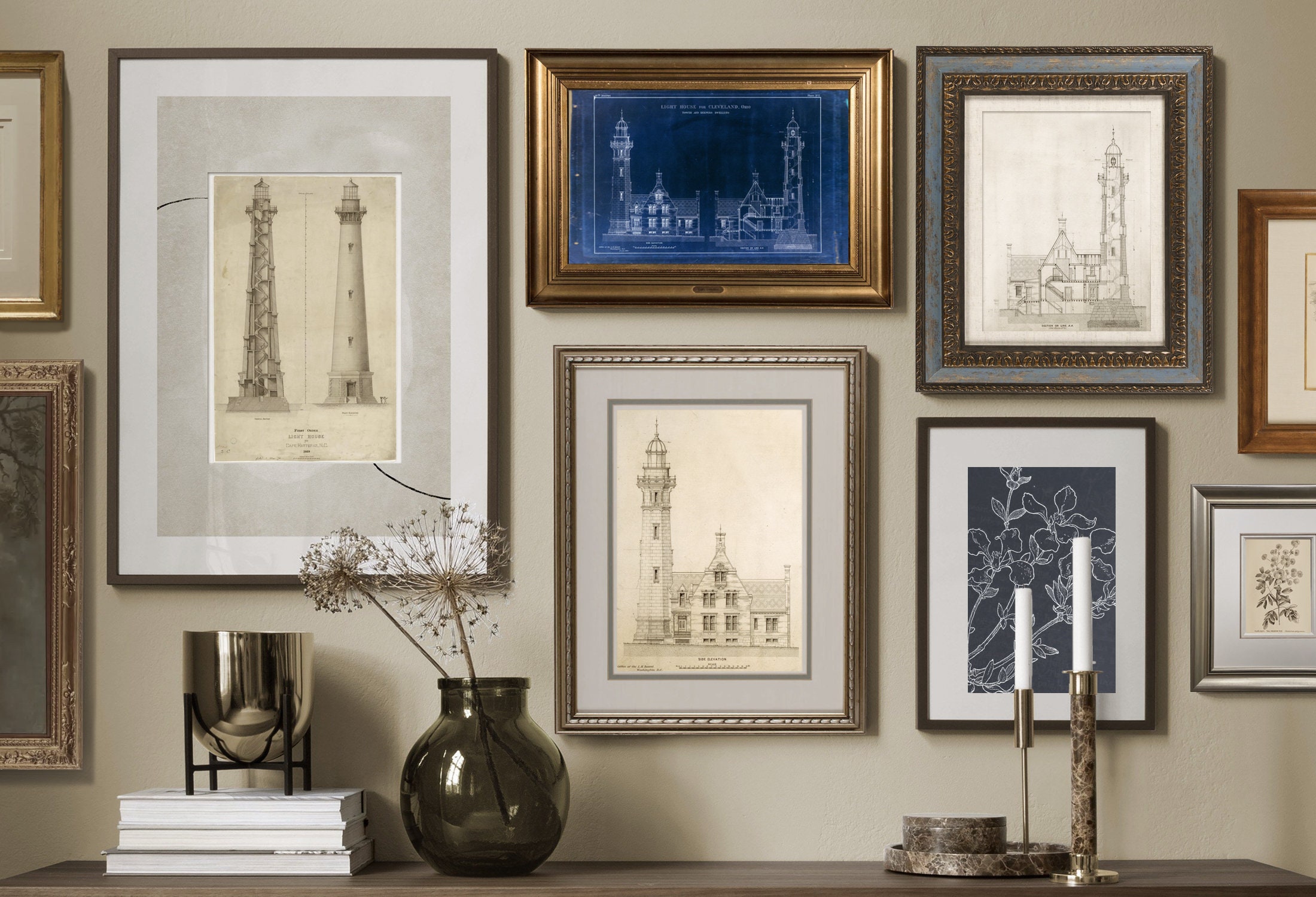 Lighthouse Architectural Blueprint | Detailed Historic Schematic ...