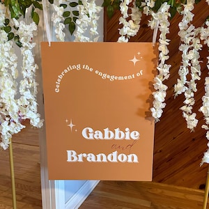 Retro engagement party sign