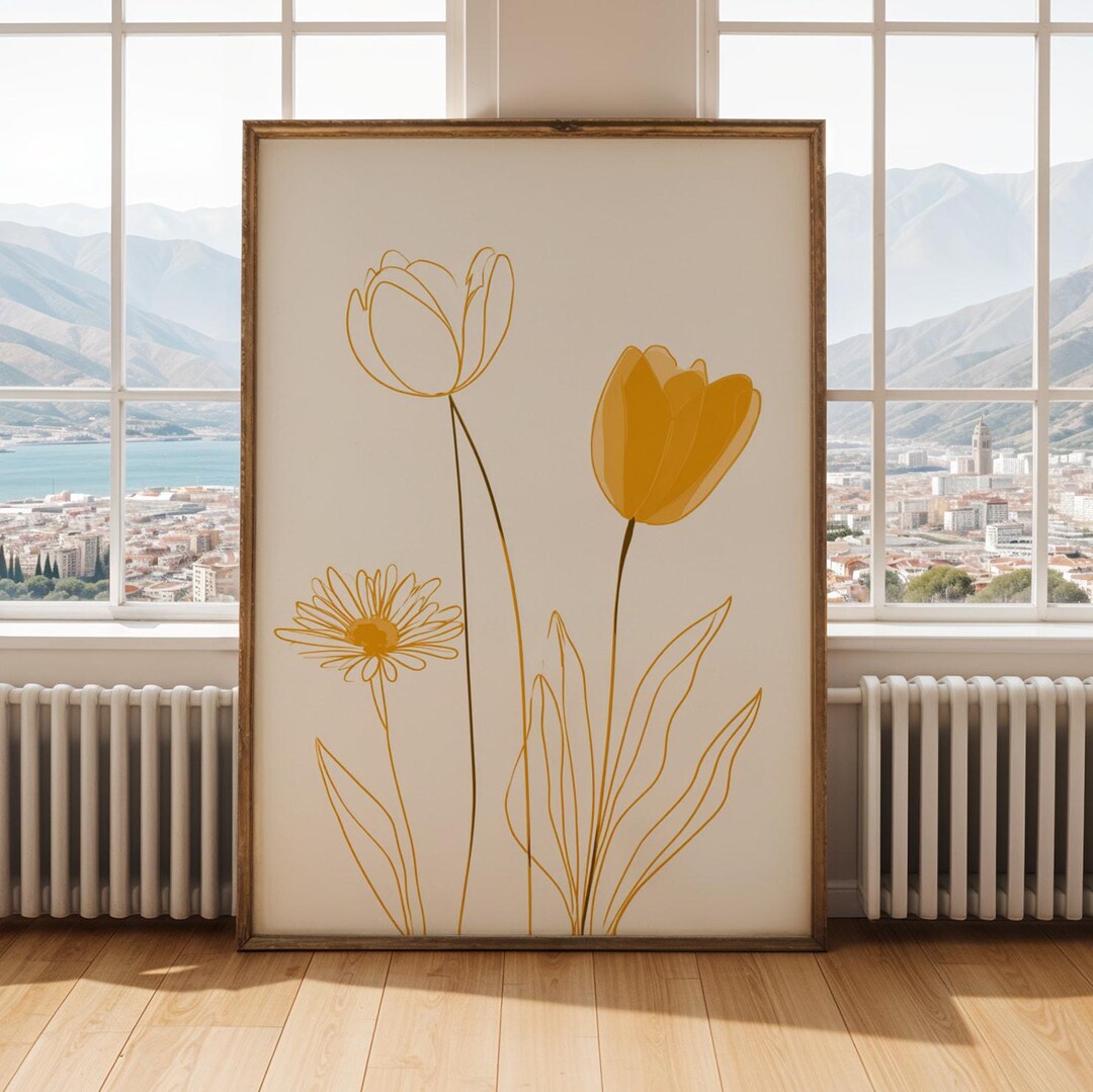 Tulip Line Art Print, Minimalist Floral Wall Art, Botanical Poster ...