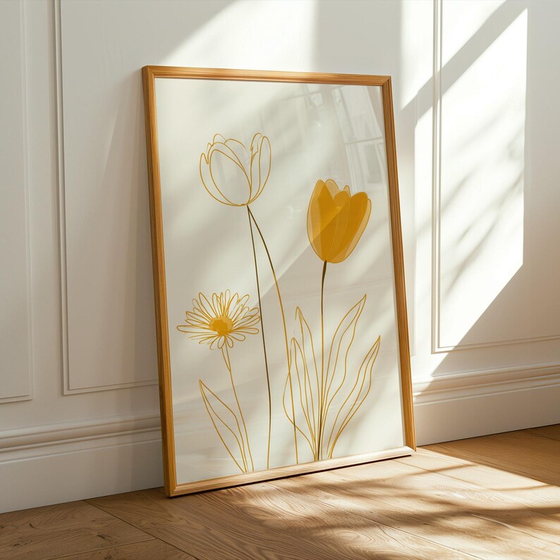 Tulip Line Art Print, Minimalist Floral Wall Art, Botanical Poster ...