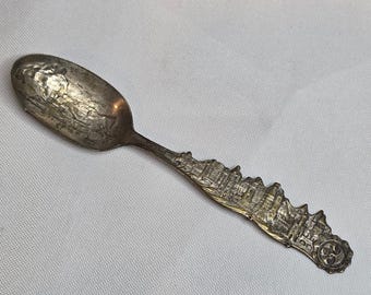 Cuchara de recuerdo antigua de Mountain Torrent Luna Park Coney Island de 1907