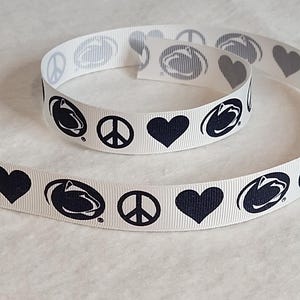 Penn State Nittany Lions NEW 3 Yd / 9 Ft  22mm Crease Free Fabric Ribbon Craft Cheer Chearleader Football Sports School College Graduation