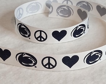 Penn State Nittany Lions NEW 3 Yd / 9 Ft  22mm Crease Free Fabric Ribbon Craft Cheer Chearleader Football Sports School College Graduation