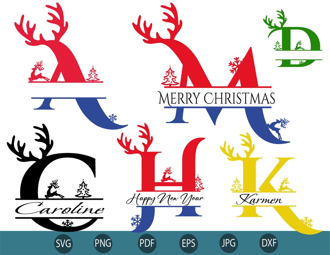 Merry Christmas Split Letter Gift Svg, Christmas Alphabet Lettering ...
