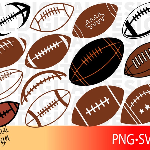 American Football SVG Bundle, Football Clipart PNG, Football Sport Silhouette, Graphic Vector Gifts Png, Outline for Tee Shirt Cut, Ball Svg