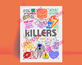 The Killers Lyric Druck! The Killers, Brandon Flowers, Mr Brightside, The Killers Print, The Killers Poster, The Killers Merch, The Killers