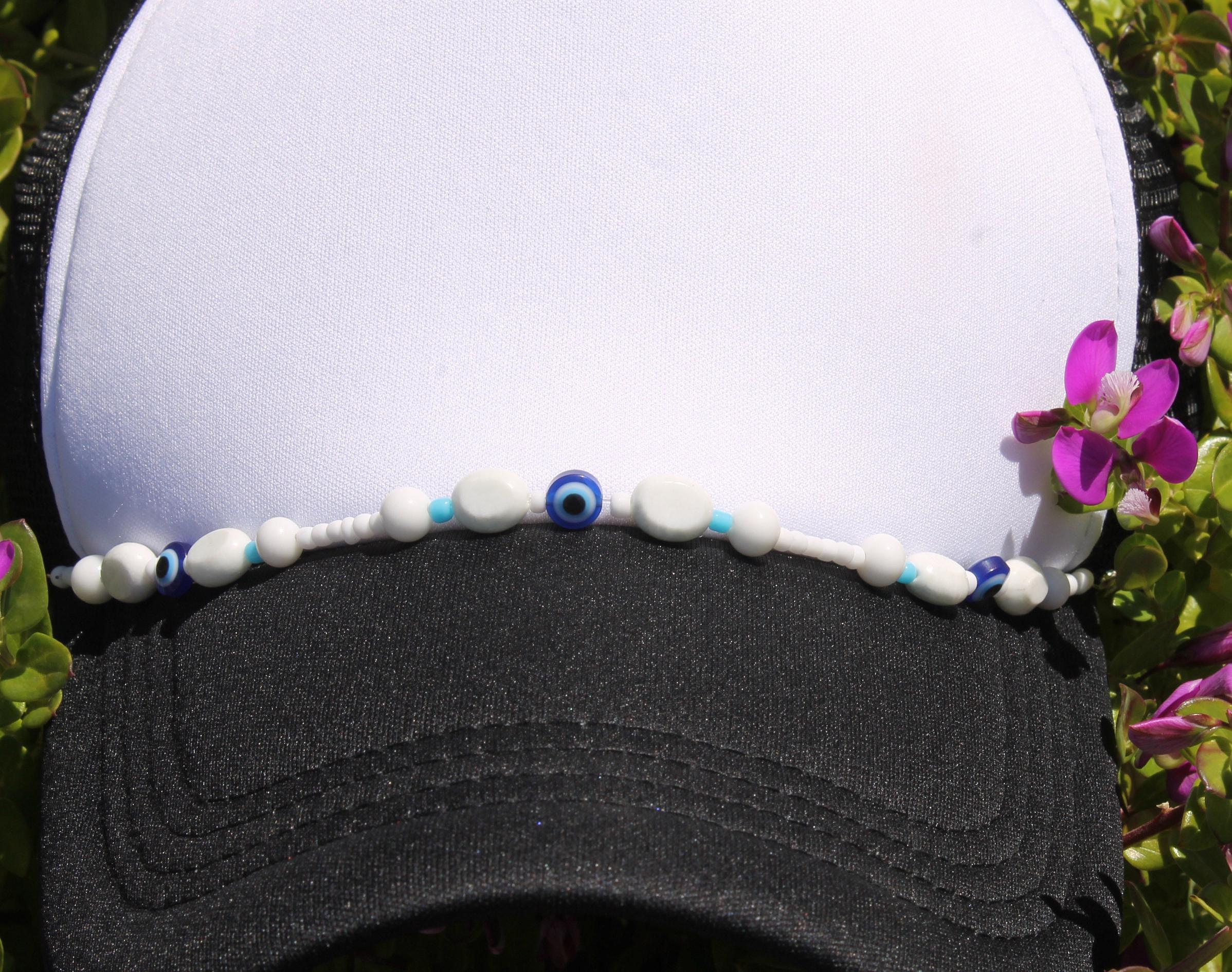 Evil Eye Trucker Hat with Jewels NWT White/Blue Evil Eye Trucker Hat with Jewels NWT | Mercari main image 2