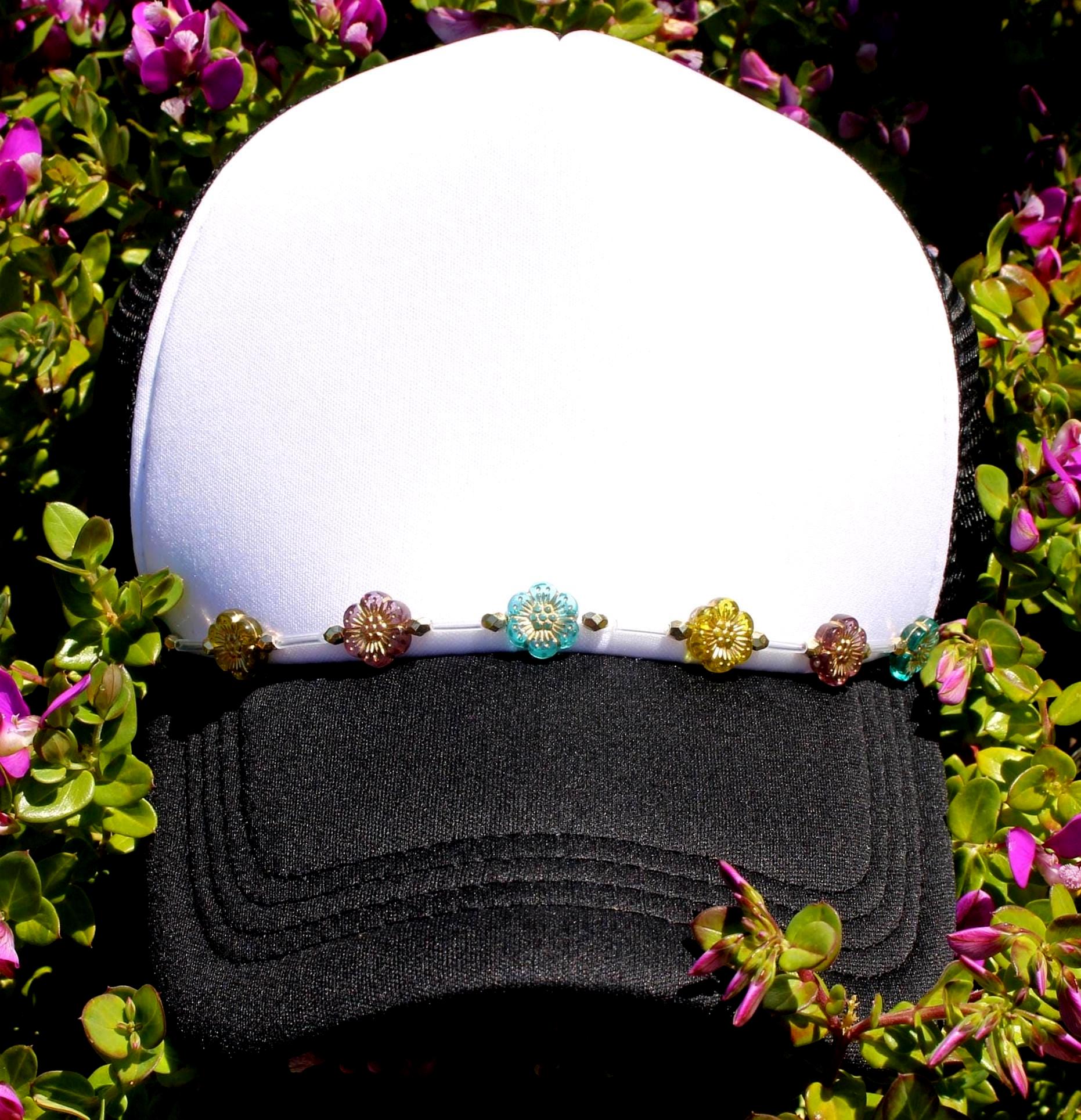 Flower Bead Trucker Hat Chain: Colorful Hippie Hat Accessory 