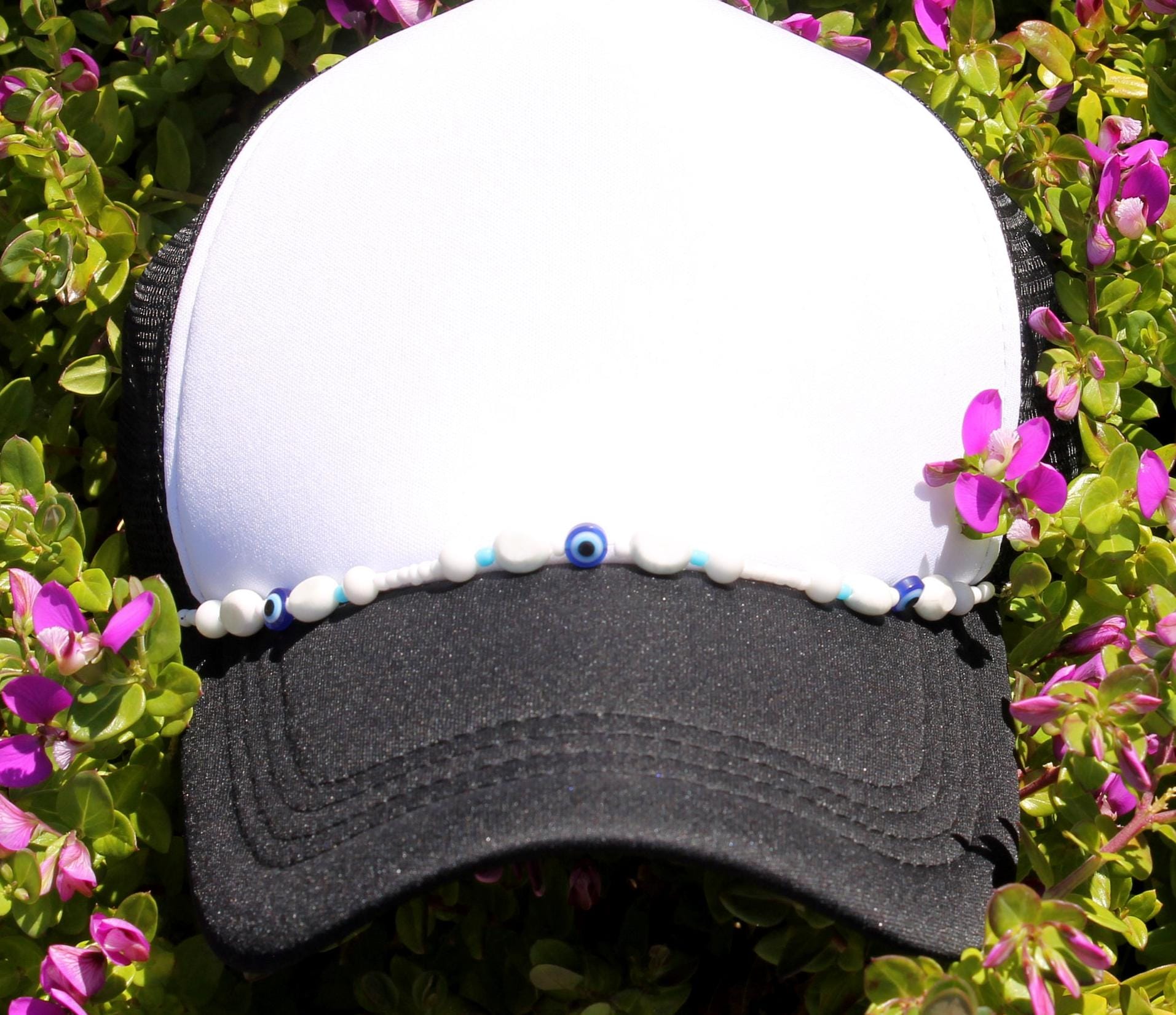 Evil Eye Trucker Hat Chain: Blue White Protection, Baseball  display picture 1