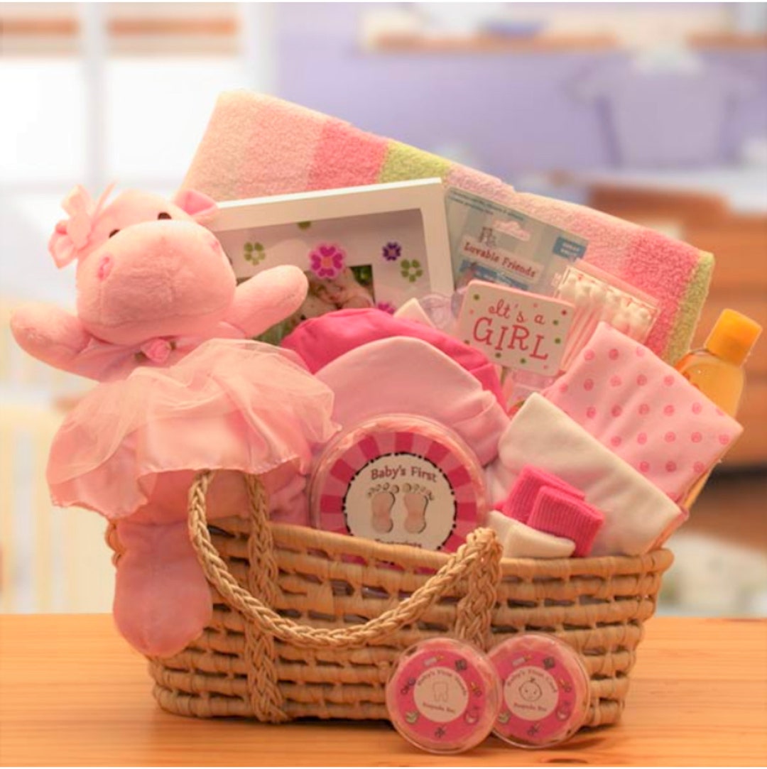 New Baby Girl Gift Basket, Baby Gift Set, Baby Shower Gift