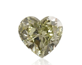 Loose Diamond, 3.01 Carat Natural Fancy Grayish Yellowish Green, Gemstone for Engagement Ring, GIA Untreated 9.27MM