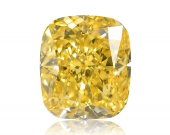 0.72 Carat Fancy Vivid Yellow Natural Loose Diamond Cushion Shape, VS1 Clarity, GIA Certified Handmade Jewelry Rare Gift Diamonds For Crafts