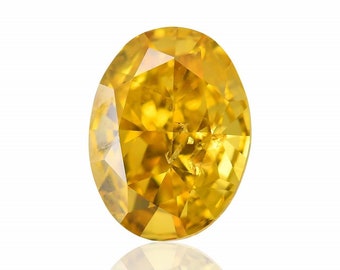 0.50 Carat Fancy Vivid Yellow Natural Loose Diamond Oval Shape, I2 Clarity, GIA Certified Diamonds For Jewelry Making Rare Gift For Women