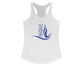 Women's Ideal Racerback Tank, Zeta Racerback Tank, Feminine Workout Tank Top, Athletic Gym Shirt, Yoga Tank, Summer Beach Top, Trendy