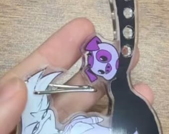 ¡Mosquetón acrílico de Angel Dust y Fat Nuggets de Hazbin Hotel!