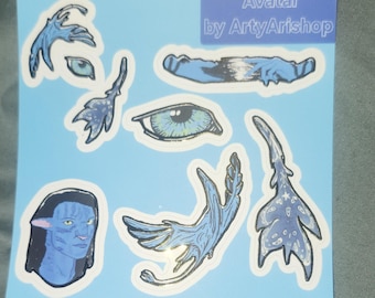 Hoja de pegatinas temáticas de Avatar Jake Sully Way of Water con relieve de lámina dorada