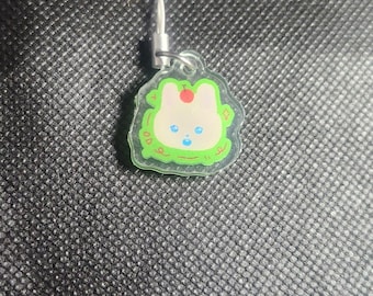Llavero de conejito de cereza kawaii para teléfono