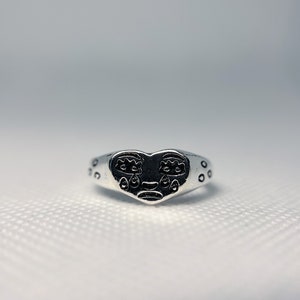 Sterling zilveren hartring, verstelbare ring, delicate ring, moderne minimale ring