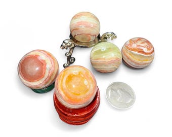 Small Banded Green Onyx Sphere: Calming Gemstone Decor