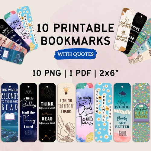 Minimal Aesthetic Bookmark Set Printable Bookmarks Instant - Etsy