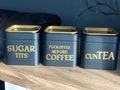 Naughty Tea, Coffee & Sugar canisters