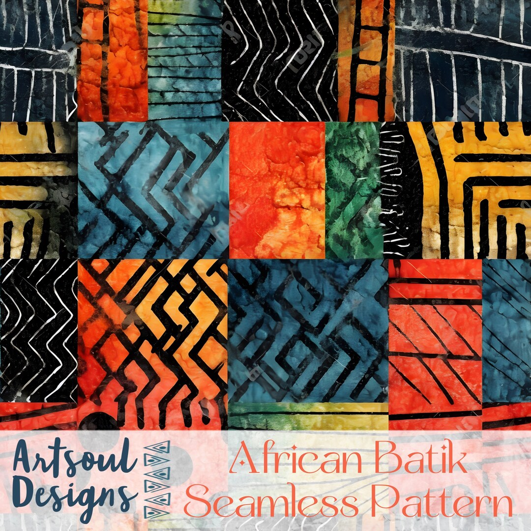 African Batik Seamless Pattern: Colorful Fabric Design (digital ...
