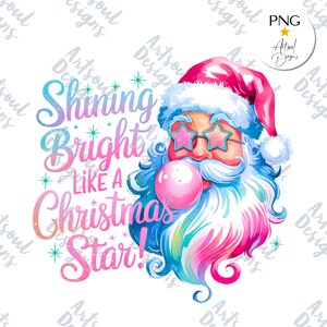 Retro Weihnachten Weihnachtsmann PNG - Leuchtend hell wie ein Weihnachtsstern Weihnachtsmann mit Regenbogen Bart - Festliche Feiertags Kunst
