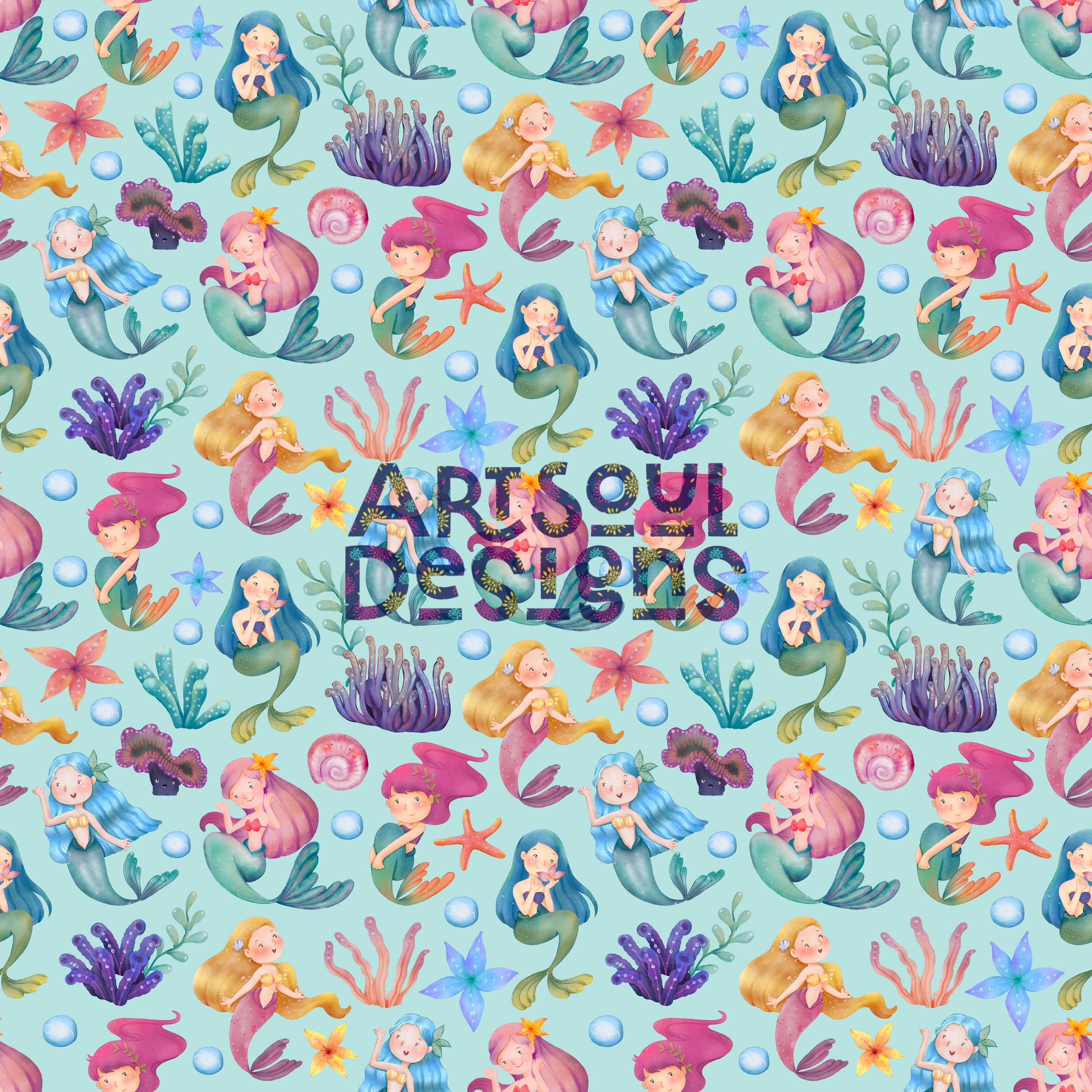 Cute Mermaids Seamless Pattern,fabric Design,surface Pattern,digital ...