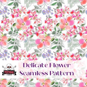 Delicate Flower Repeating Seamless Pattern Design,Tiling Designs,Paper,Fabric,Commercial Use Digital Download