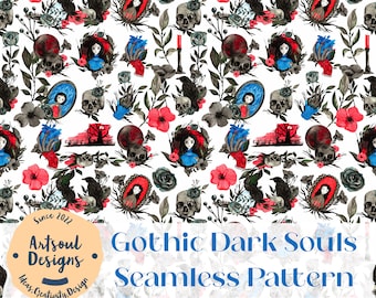 Gothic Dark Souls Seamless Pattern: Kommerzielle Nutzung Stoffdesign (Digitaler Download)