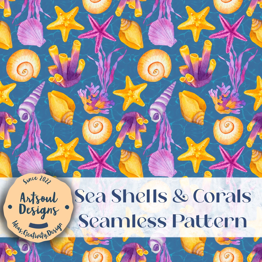 Repeated Patterns In Shells Sea Shells and Corals Repeating Seamless Pattern Designtiling - Etsy