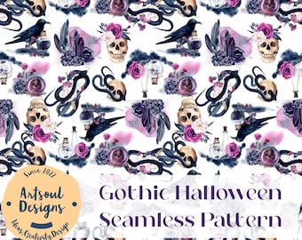 Gotische Halloween herhalend naadloos patroon ontwerp, tegelontwerpen, papier, stof, commercieel gebruik digitale download