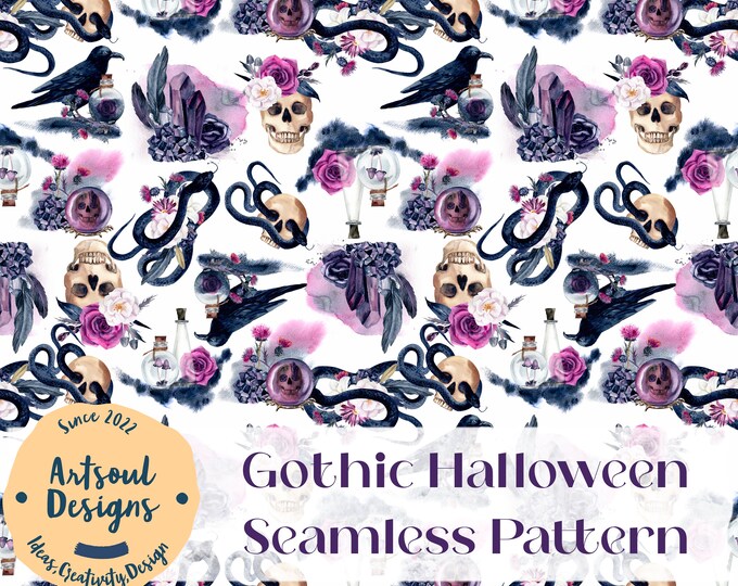 Watercolour Gothic Digital Paper, 20 Seamless Patterns, Instant ...