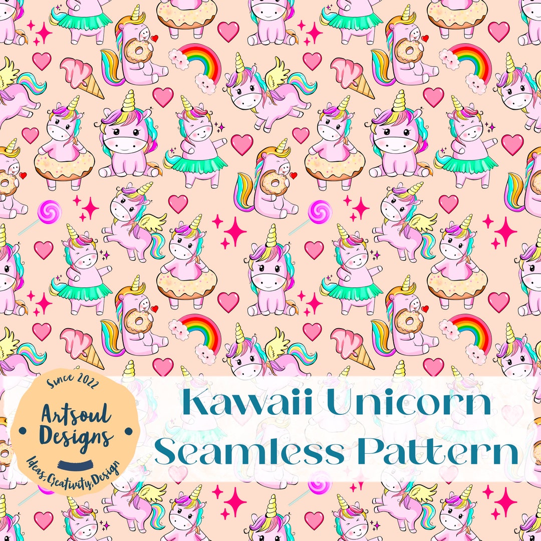 Kawaii Unicorn Repeating Seamless Pattern Design,tiling Design,digital ...