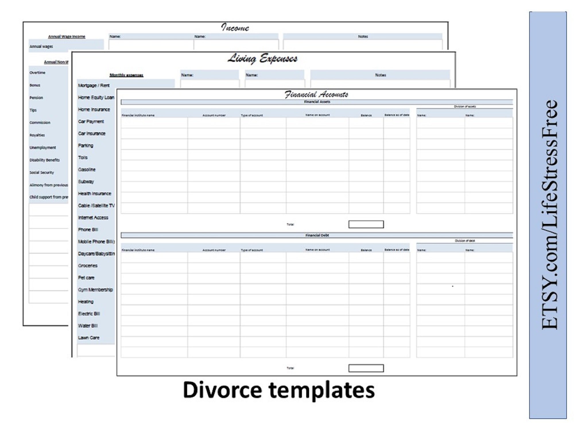 Divorce Planner Divorce Spreadsheet Custody Calendar Child Custody
