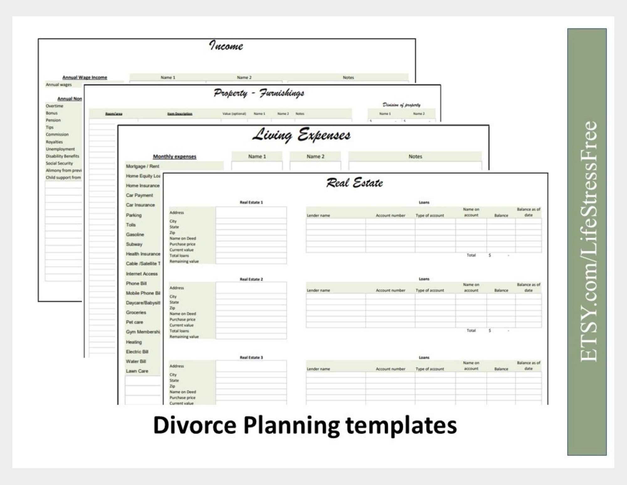 Divorce Planner, Divorce Spreadsheet, Custody Calendar, Child Custody Divorce Planner, Divorce Spreadsheet, Custody Calendar, Child Custody