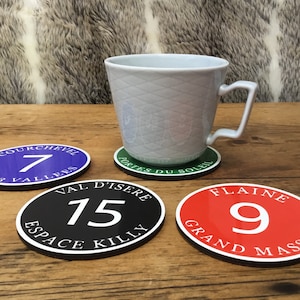 Ski Resort Piste marker mug coasters - Generic set & personalized options available