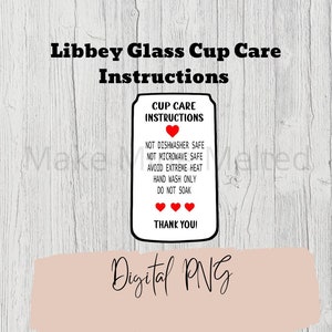 Libbey Cup Onderhoudsinstructies, Libbey bierglas onderhoudsblad, alleen digitale download PNG-bestand en JPG-bestand