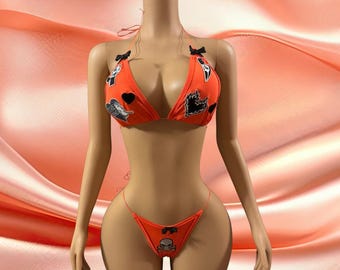 Egzotyczny strój do tańca na Halloween, stringi bikini