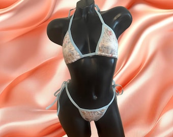 Exotic Dancewear Bikini Stripper Aloha Flower Rave Festival Club Lingerie